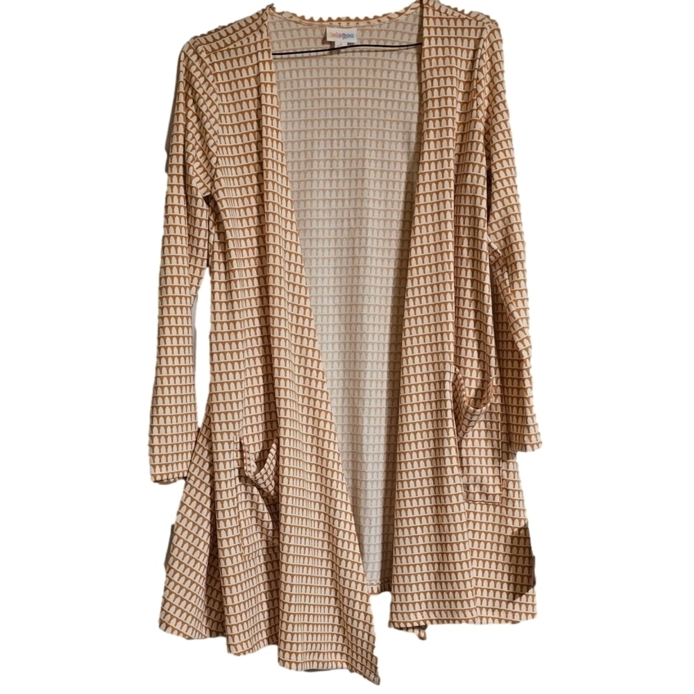 LuLaRoe Caroline S Cardigan Small Burnt Orange And White Pockets
